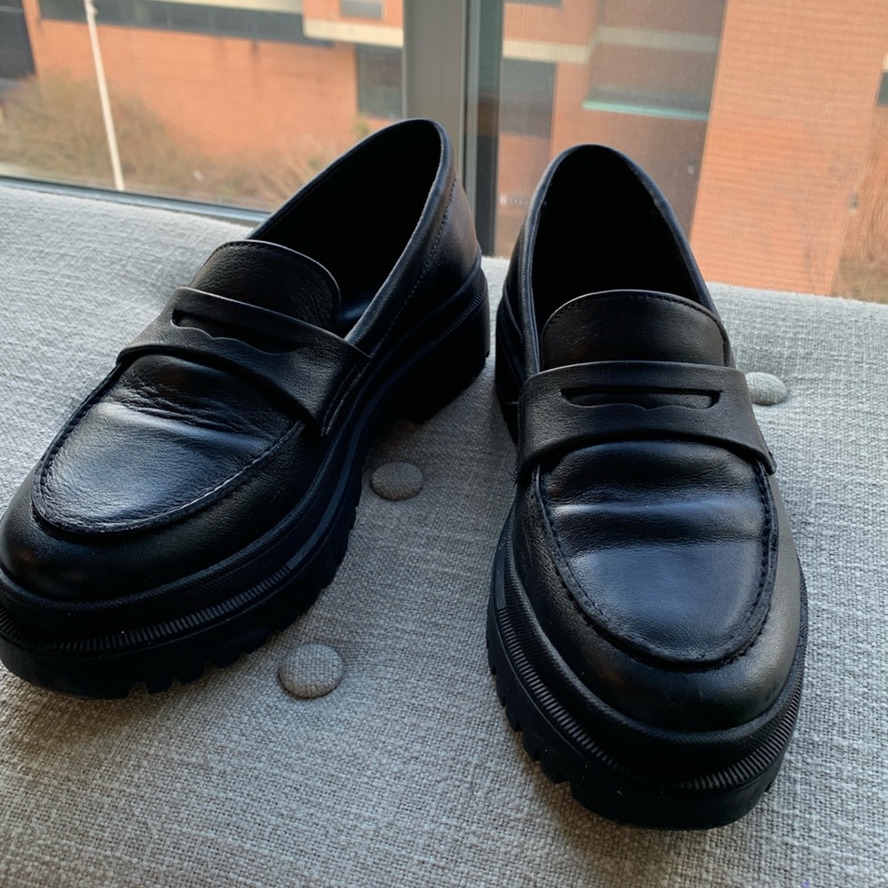 Portland Leather Almost Perfect Zoe Chunky Leather Loafer / Black / Size 7.5